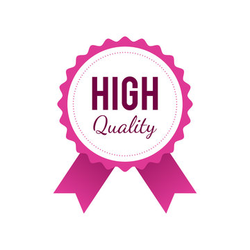 High quality badge in pink color isolated on white background