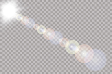 Vector transparent sunlight special lens flare light effect. Sun isolated on transparent background