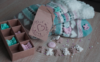 Handmade culinary decor and knitted socks-a gift for Christmas.