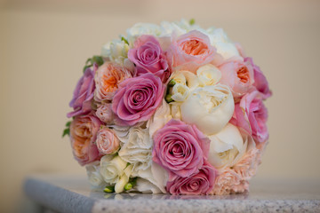 Wedding bouquet of small roses