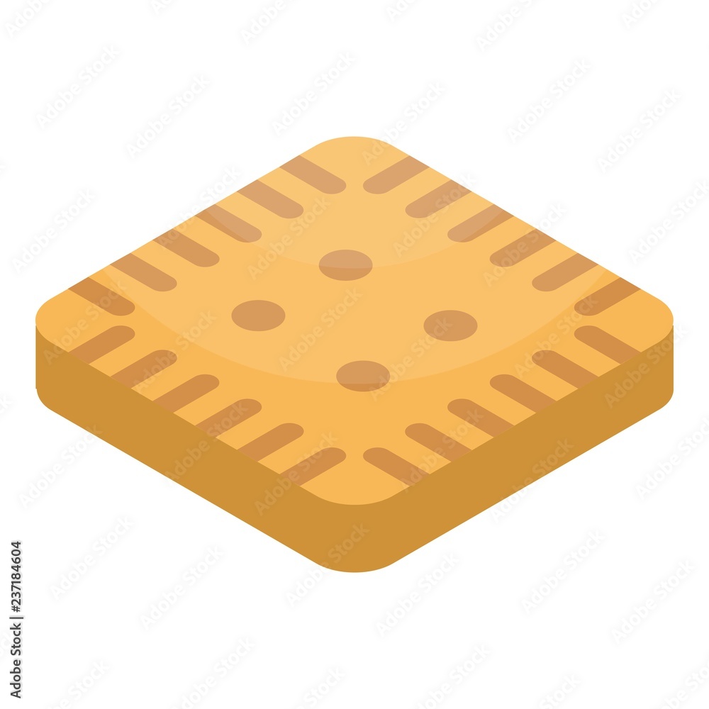 Poster square biscuit icon. isometric of square biscuit vector icon for web design isolated on white backgr