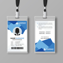 Creative ID card template with abstract blue background