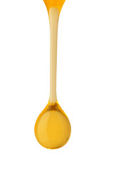 Dripping oil on white background