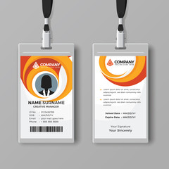 Corporate ID card template with orange details