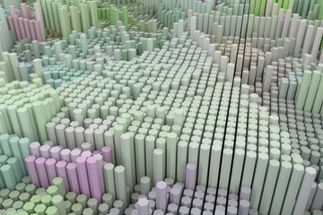 Obraz premium Abstract shape composition, geometric structure block. Wallpaper for graphic design. Colorful 3D rendering.