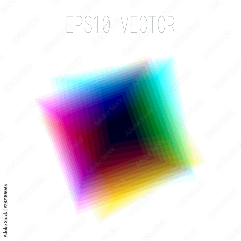 Wall mural abstract asymmetric colorful blurred rhombus design element isolated on white background. eps 10 vec