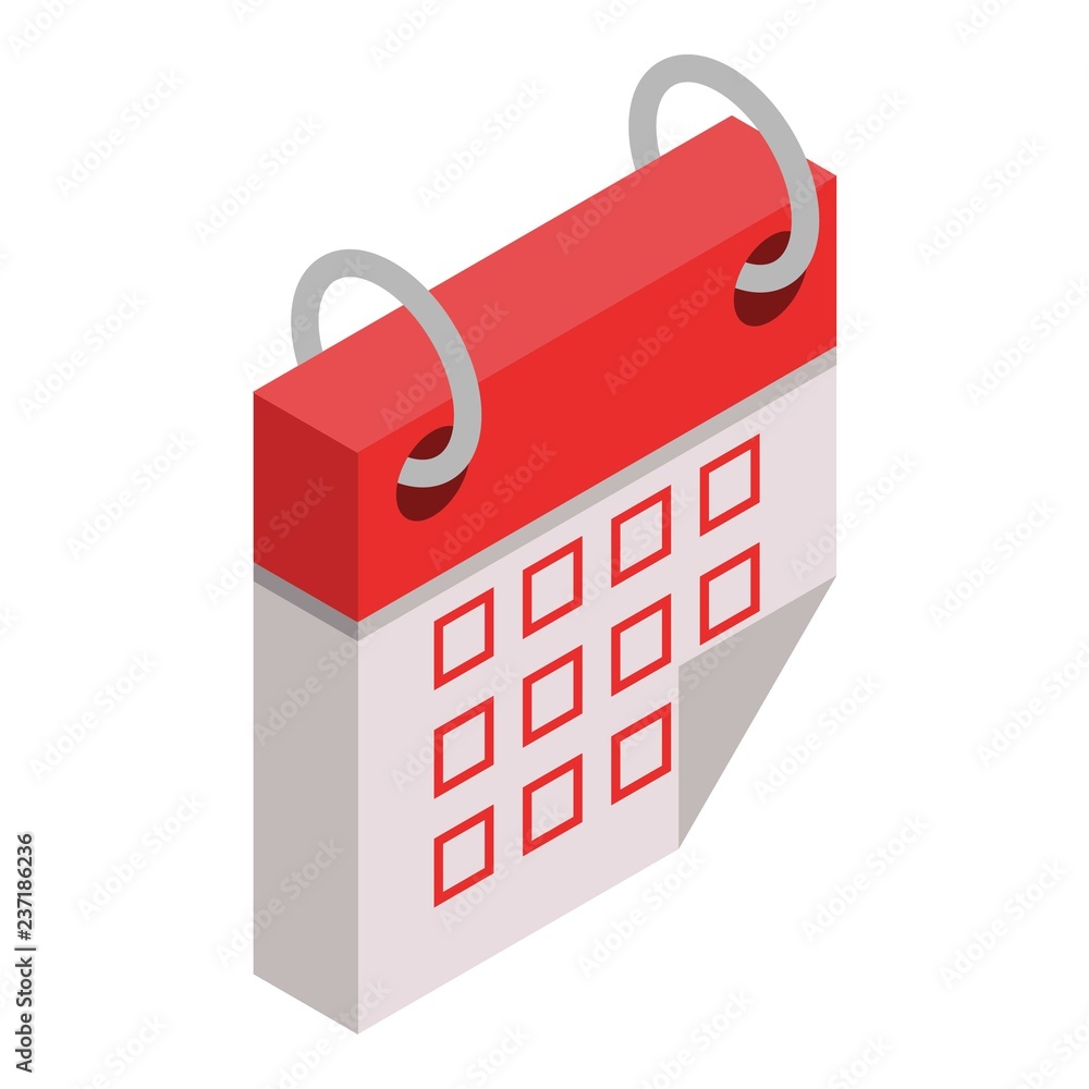 Poster calendar busy month icon. isometric of calendar busy month vector icon for web design isolated on wh