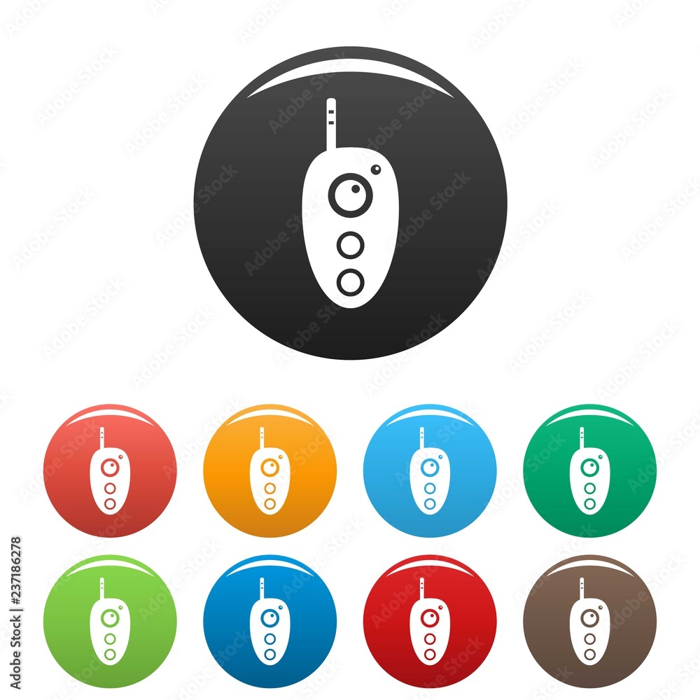 Poster remote controller icons set 9 color vector isolated on white for any design