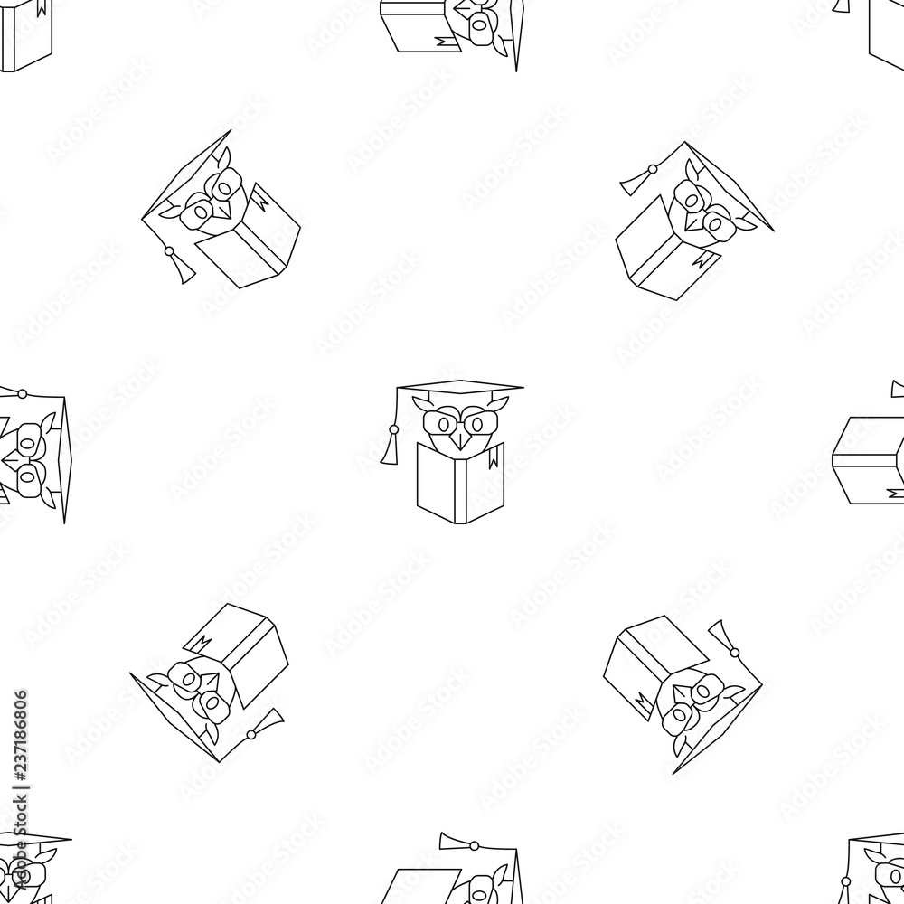 Poster owl book pattern seamless vector repeat geometric for any web design