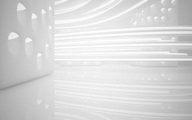 White smooth abstract architectural background whith gray lines . 3D illustration and rendering