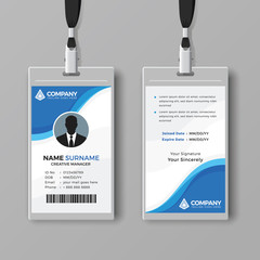 Simple ID card template with blue details