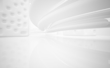 White smooth abstract architectural background whith gray lines . 3D illustration and rendering