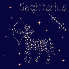 Fototapeta na wymiar Zodiac sign Sagittarius on the starry sky