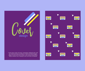 Retro party 80's banner, cover or invitation card with cassete tape. Old style vector poster