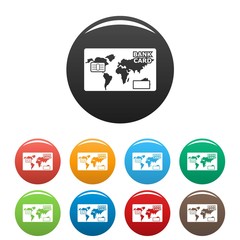 Credit bank icons set 9 color vector isolated on white for any design