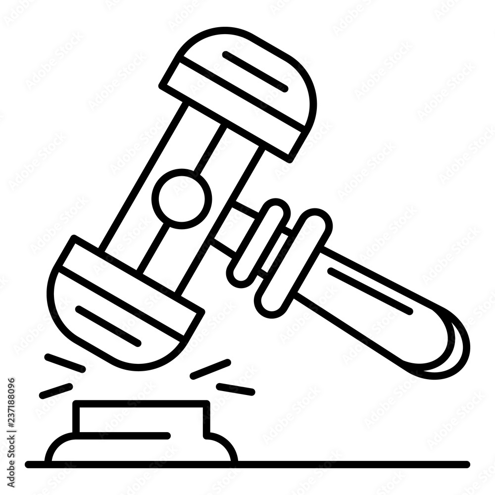 Poster wood judge hammer icon. outline wood judge hammer vector icon for web design isolated on white backg