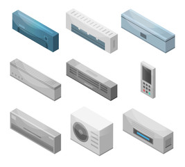 Conditioner icon set. Isometric set of conditioner vector icons for web design isolated on white background