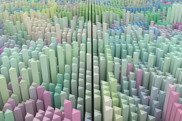 Fototapeta premium Abstract shape composition, geometric structure block. Wallpaper for graphic design. Colorful 3D rendering.