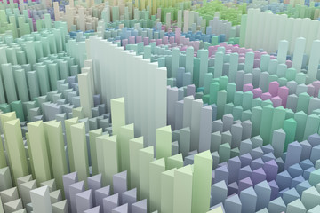 Fototapeta premium Geometric structure block. For graphic design or background, shape composition. Colorful 3D rendering.