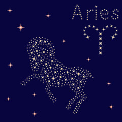 Zodiac sign Aries on the starry sky