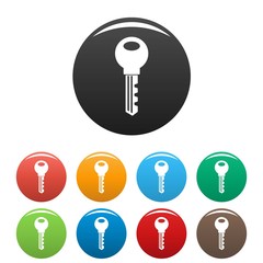 Door key icons set 9 color vector isolated on white for any design