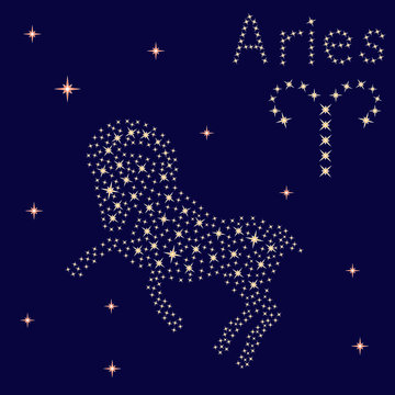 Zodiac sign Aries on the starry sky