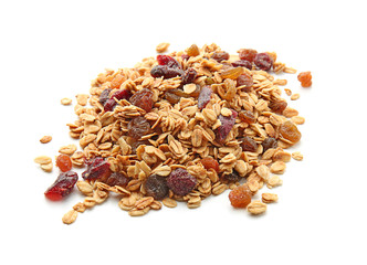 Granola on white background
