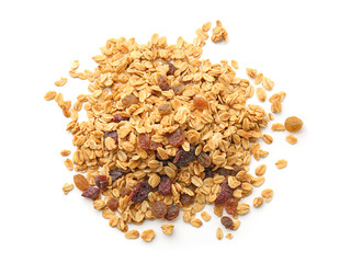 Granola on white background