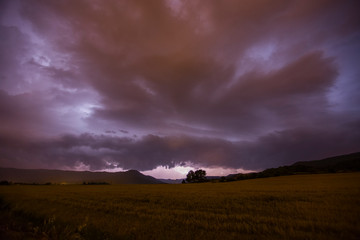 Fototapeta premium Storm and lightning in Manresa, Barcelona, Spain