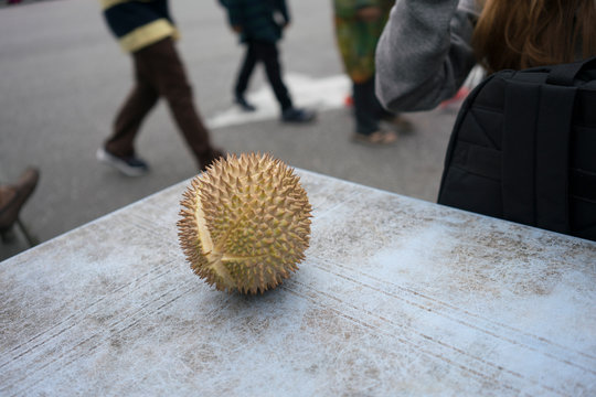opened fresh fruit on grey board in Malaysia