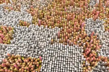 Colorful 3D rendering. Abstract shape composition, geometric structure block. Wallpaper for graphic design.