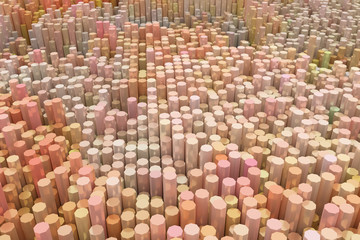 Shape composition, geometric structure, block for design texture, background. Colorful 3D rendering.