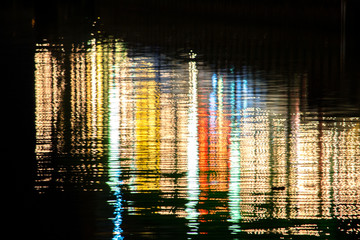 Night light reflect on the water, colorful.