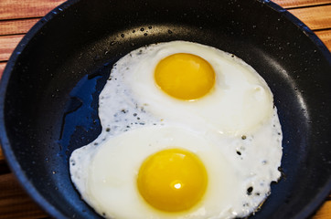 fried egg in a frying pan