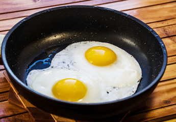 fried egg in a frying pan