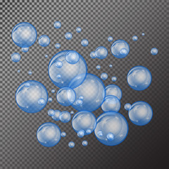 Bubbles underwater texture isolated on transparent background. Fizzy sparkles in water, sea, ocean. Undersea illustration.