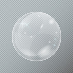 Water soap bubble with soft shadow.. Transparent Isolated Realistic Design Elements.