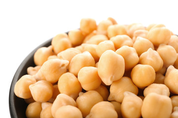 Fresh chickpeas on white background, closeup