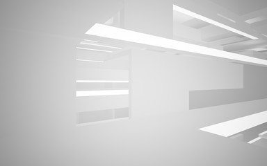 Abstract white interior highlights future. Architectural background. 3D illustration and rendering