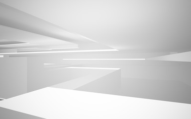 Abstract white interior highlights future. Architectural background. 3D illustration and rendering