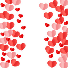 Hearts Confetti Falling Background. St. Valentine's Day pattern. Romantic Scattered Hearts Design Element. Love. Sweet Moment. Gift. Cute Element of Design for Sales or Celebration.