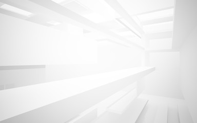 Fototapeta premium Abstract white interior highlights future. Architectural background. 3D illustration and rendering