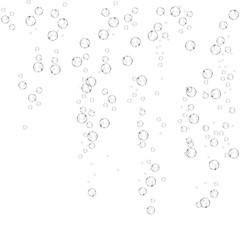 Fototapeta na wymiar Bubbles underwater texture isolated on white background. Fizzy sparkles in water, sea, ocean. Undersea illustration.