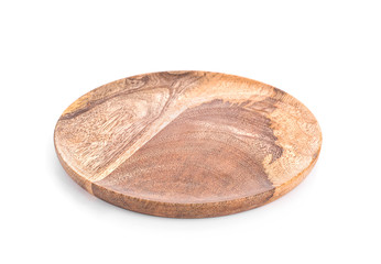 Wooden plate on white background