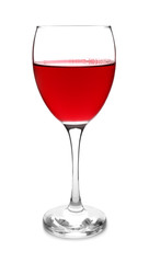 Glass of red wine on white background