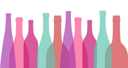Different shaped colorful Wine bottles. Flat Design illustration - 237193442