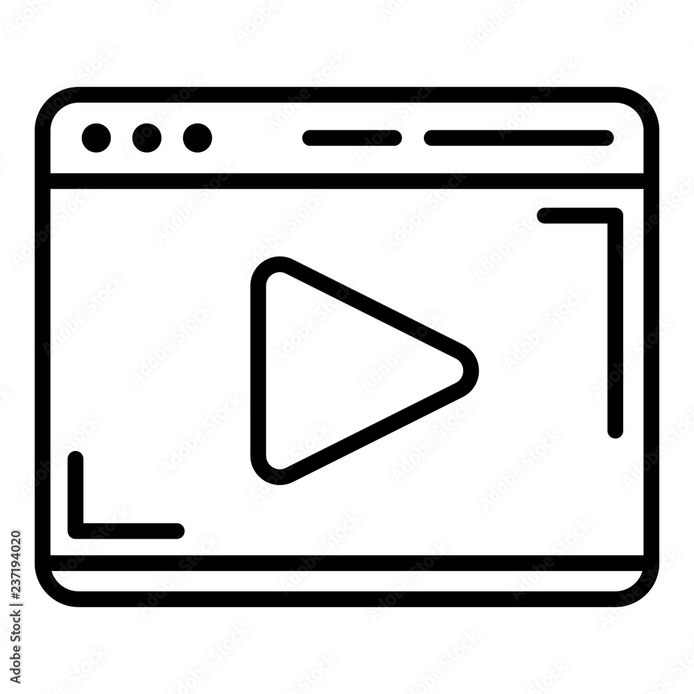 Poster video player icon. outline video player vector icon for web design isolated on white background