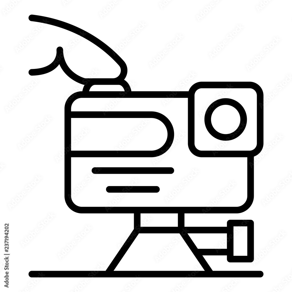 Poster play action camera icon. outline play action camera vector icon for web design isolated on white bac