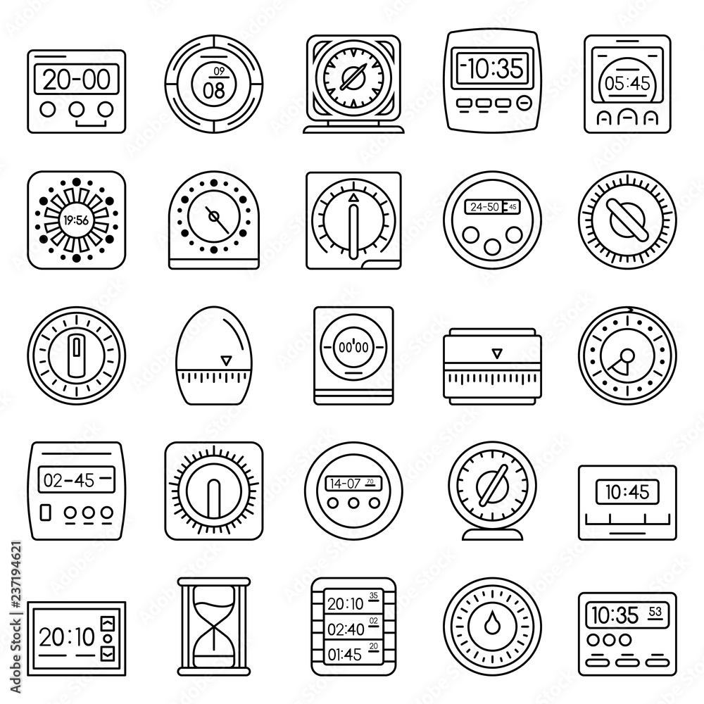 Poster time measure icon set. outline set of time measure vector icons for web design isolated on white bac