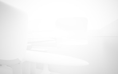 White smooth abstract architectural background whith gray lines . 3D illustration and rendering